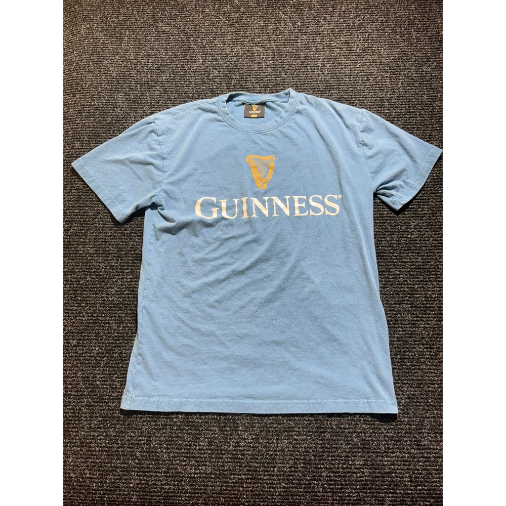 Guinness Extra Stout Mens T-Shirt Large Blue Graphic Short Sleeve Brewed Dublin